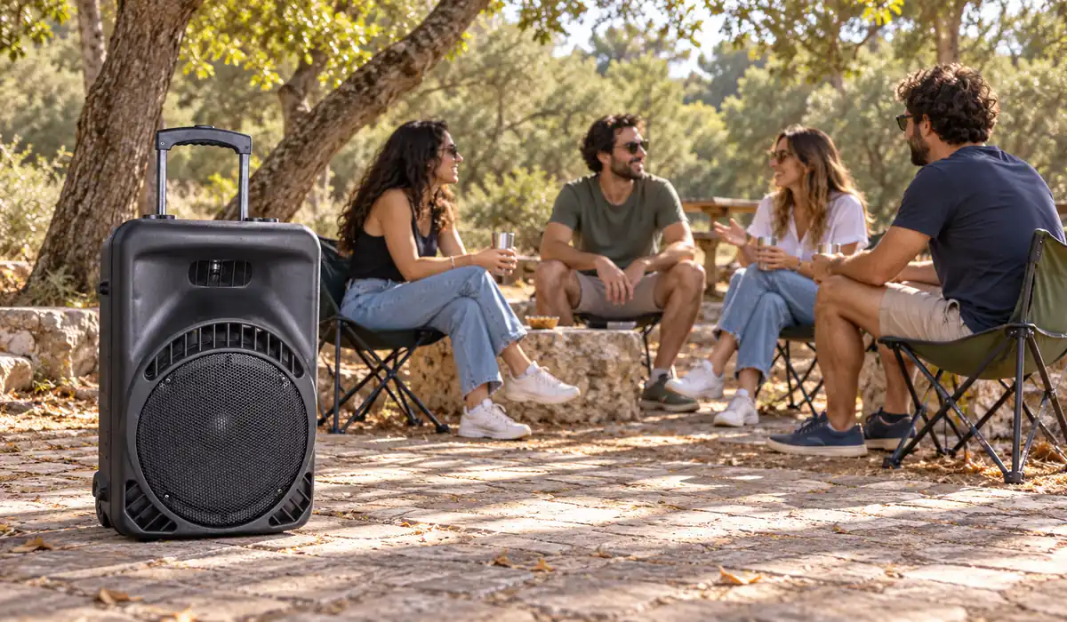 בידורית ניידת במפגש קטן בחוץ
